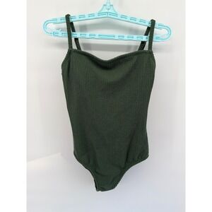 Kona Sol Women's Sz M Olive Textured Ribbed One Piece Swimsuit Bathing Suit NWT